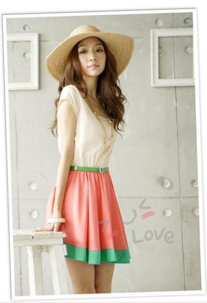 New Love Free S&H red Cotton womens mini dress + Belt 5110  