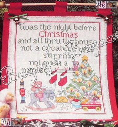 NIGHT BEFORE CHRISTMAS Sampler Counted Cross Stitch Wall Hanging Kit 