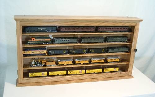 Shelf HO Scale Train Display Case Cabinet Solid Oak  