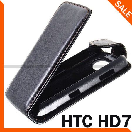 Black Flip Leather Case Cover for HTC HD7 New  