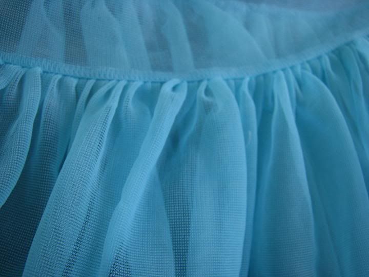 1960s Vintage Partners Please Aqua Blue Ruffle Full Mini Petticoat 