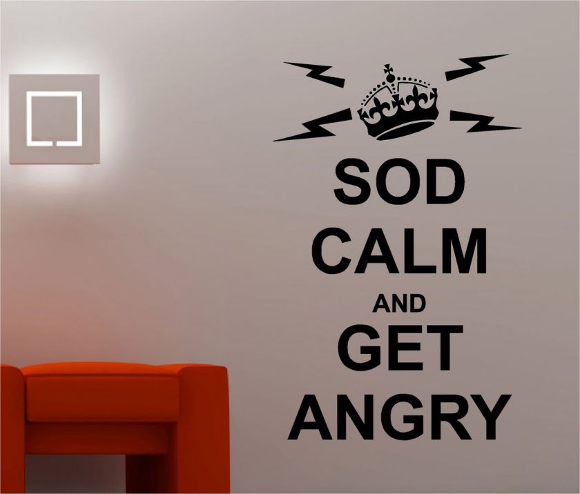   CALM AND GET ANGRY wall art sticker vinyl quote BEDROOM KITCHEN LOUNGE