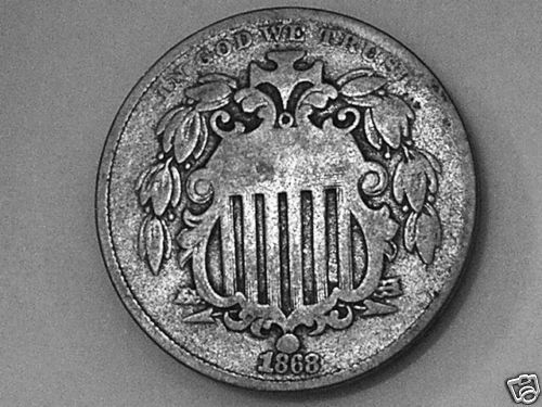 United States 1868 5 Cents    REPUNCHED DATE     