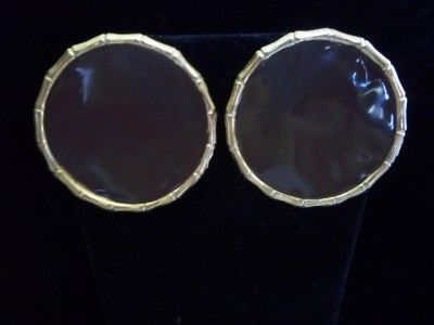 COSTUME JEWELRY PIERCED EARRINGS GOLD PLATED BROWN  