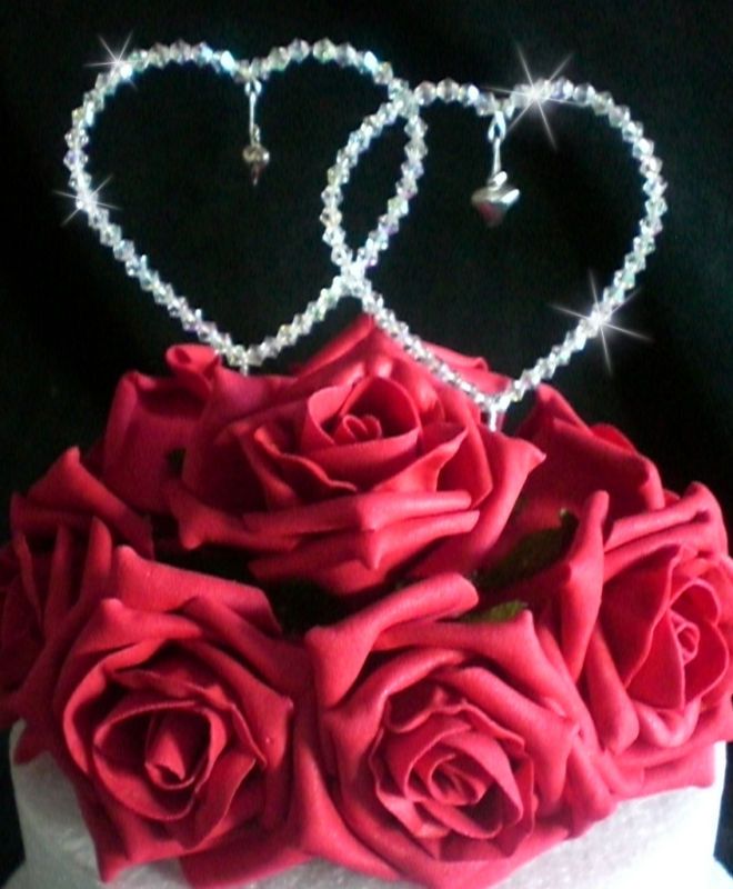Crystal Love Heart Rose wedding table centrepiece  