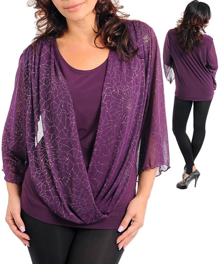   Womans ♥ PURPLE ♥ Tummy Hiding PLUS SIZE Top XL,1X,2X,3X  