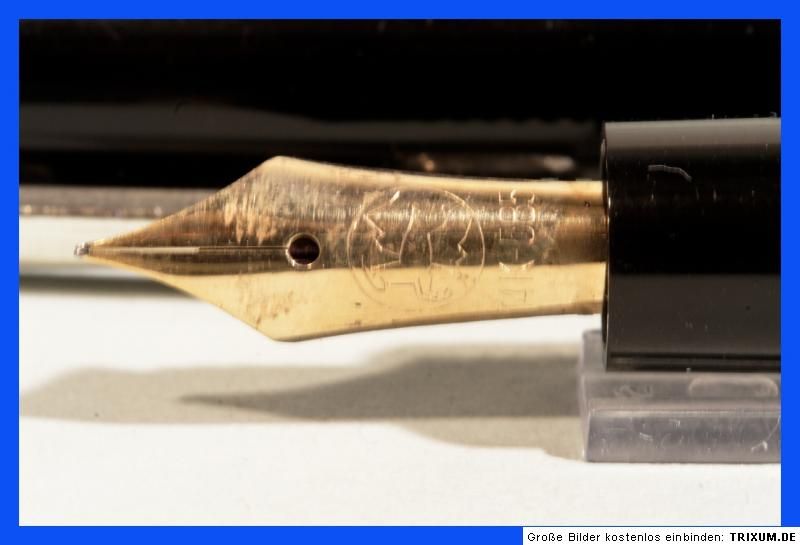 14C goldnib piston filler fountain pen in black & gold  