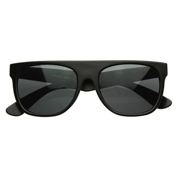 Super Retro Flat Top Sunglasses 8066 Matte Flat BLACK  