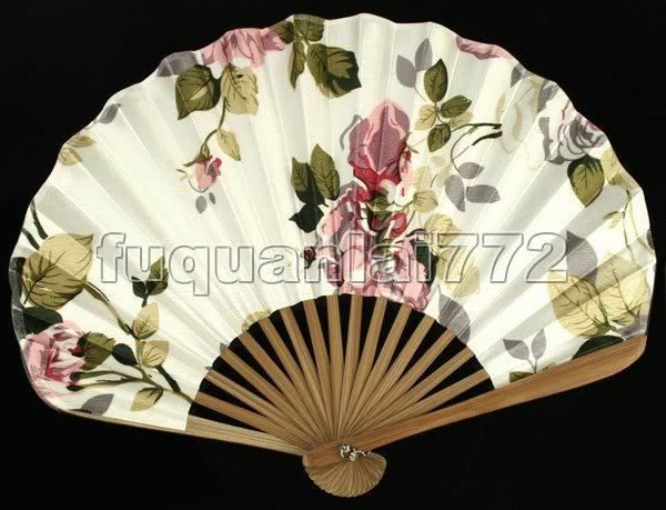 Hand Held Bamboo Silk Folding Fan Wedding Favor #47  