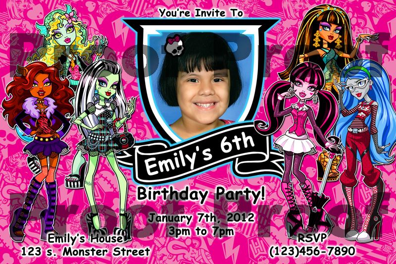 Monster High   Birthday Invitations  